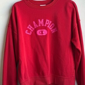 Champion Women's Bold Red Crew Neck Sweater